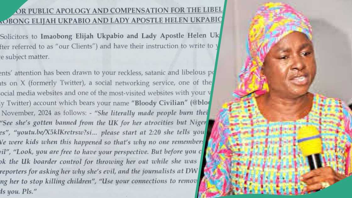 Imaobong Elijah Ukpabio, the daughter of Pastor Lady Apostle Helen Ukpabio, has filed a defamation suit against social media user, Bloody Civilian, demanding N200bn Imaobong Elijah Ukpabio, the daughter of Pastor Lady Apostle Helen Ukpabio, has filed a defamation suit against social media user, Bloody Civilian, demanding N200bn