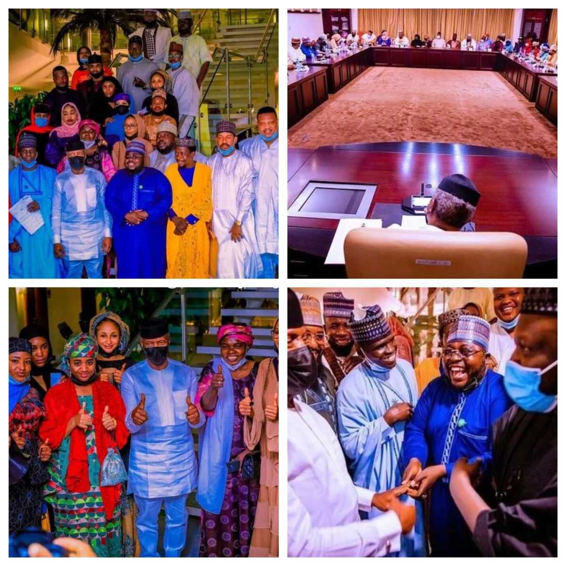 Hotunan manyan yan Kannywood yayin da suka gana da mataimakin shugaban kasa a Villa Hotunan manyan yan Kannywood yayin da suka gana da mataimakin shugaban kasa a Villa