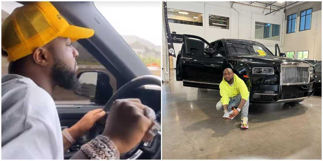 Davido screams like a child as he shows up in his Rolls Royce.