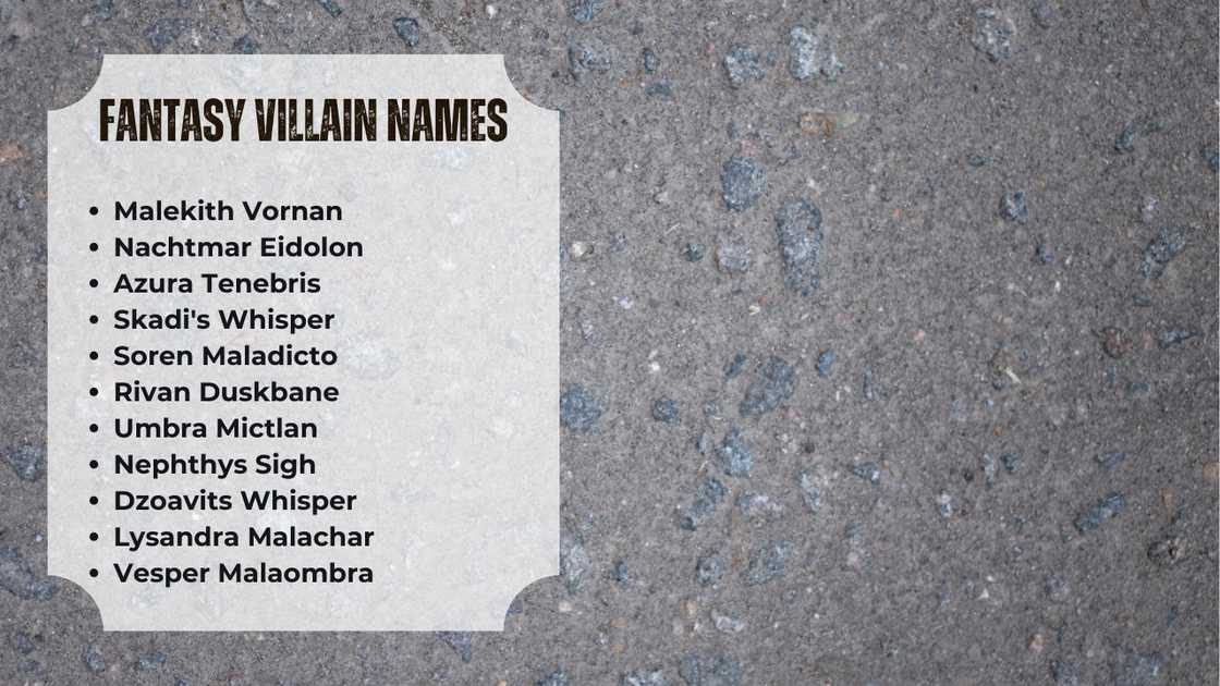 Fantasy villain names