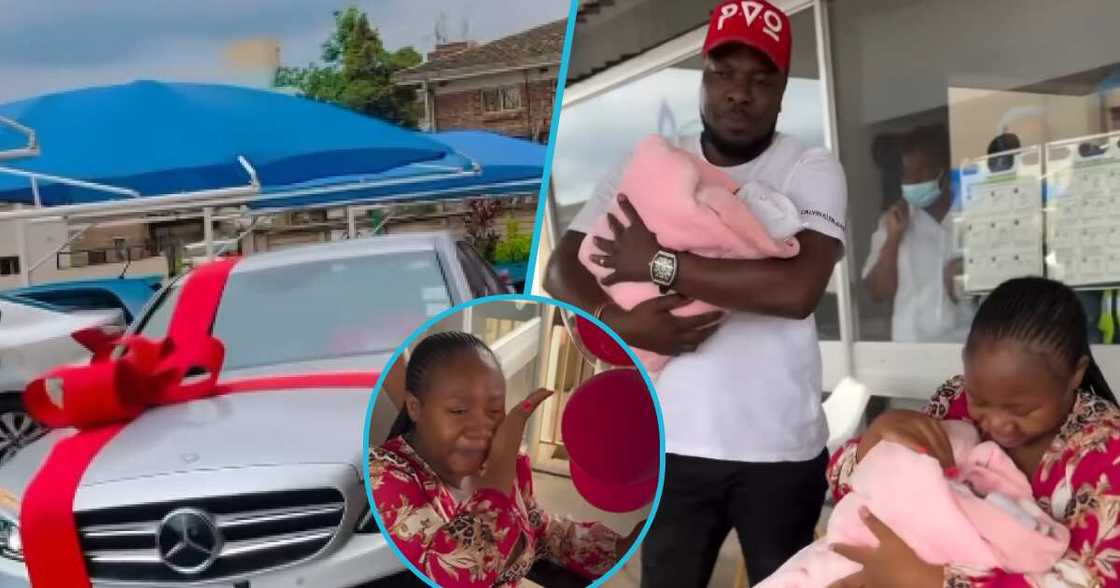 A woman received a luxurious Mercedes-Benz as a push gift from her husband A woman received a luxurious Mercedes-Benz as a push gift from her husband