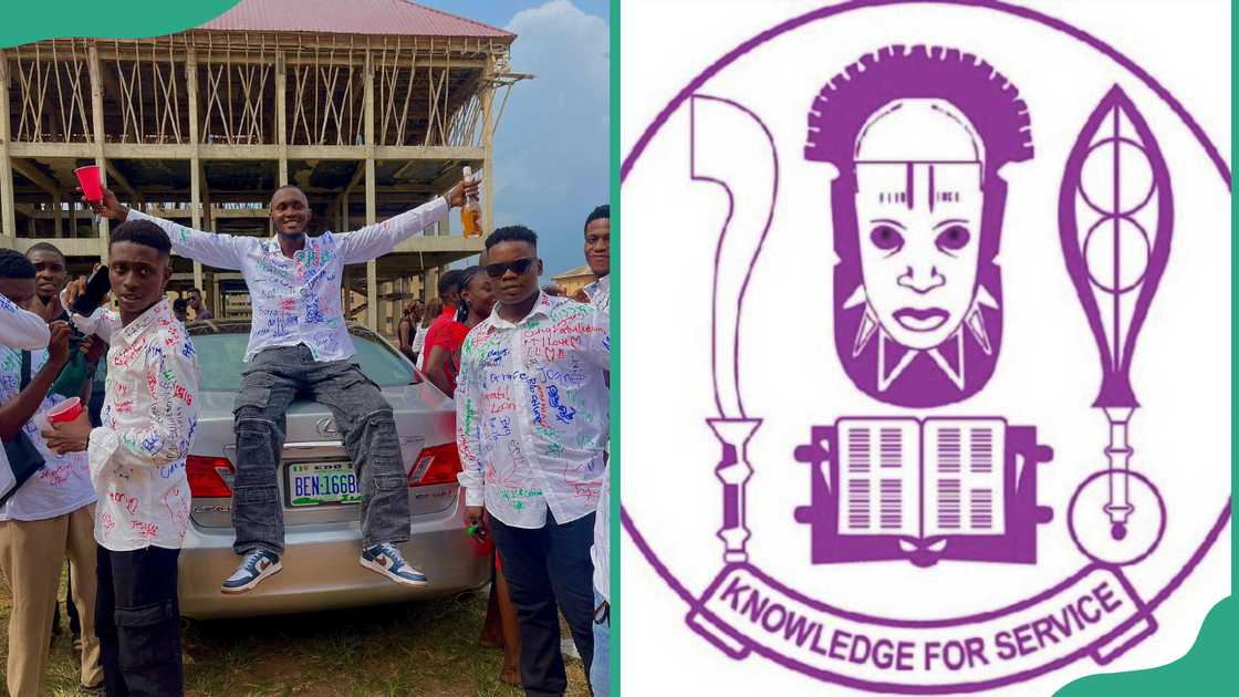 University of Benin graduates and logo University of Benin graduates and logo