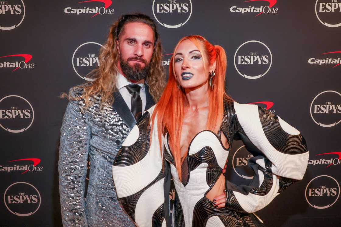 Seth Rollins and Becky Lynch at Dolby Theatre in Los Angeles, California Seth Rollins and Becky Lynch at Dolby Theatre in Los Angeles, California