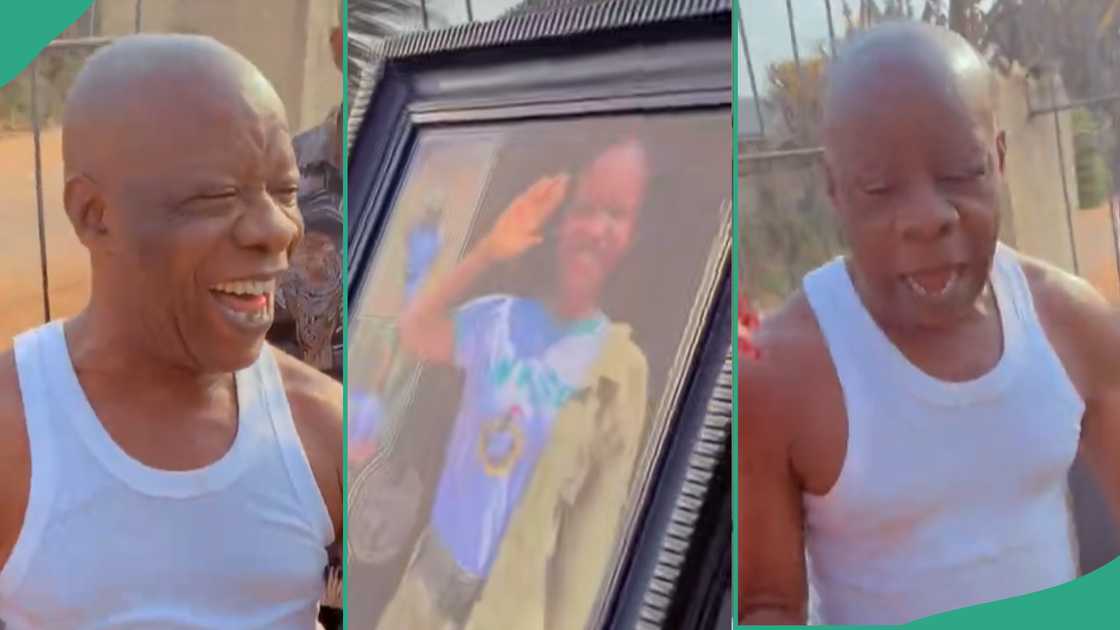 NYSC lady shows her father's reaction to her photo. NYSC lady shows her father's reaction to her photo.