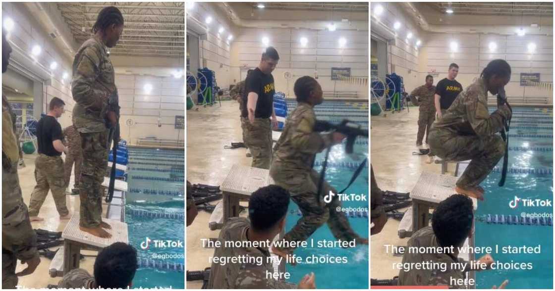 Nigerian lady, US army, pool training Nigerian lady, US army, pool training