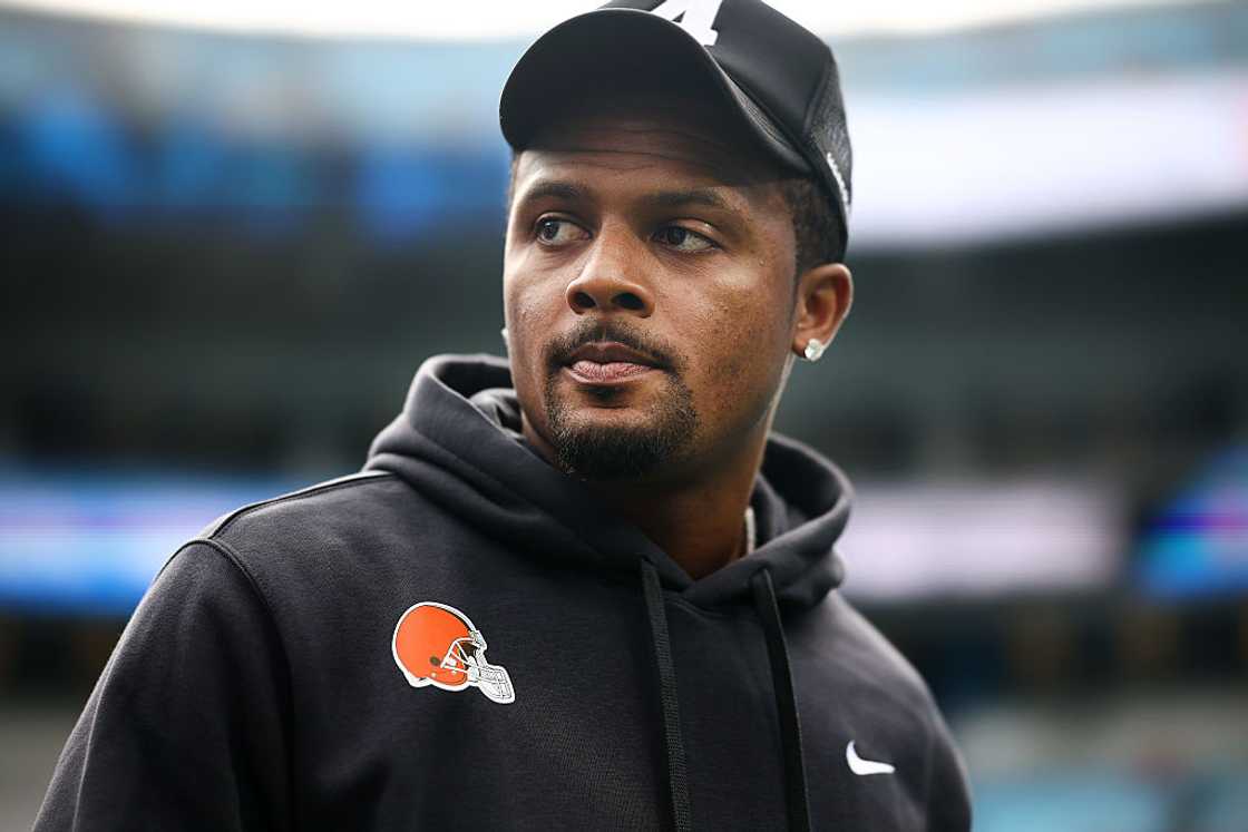 Deshaun Watson looks on before a game