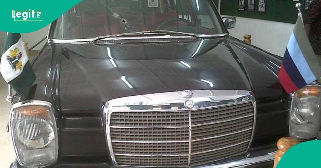 Murtala Mohammed's car in a museum in Lagos after his assassination in 1976.