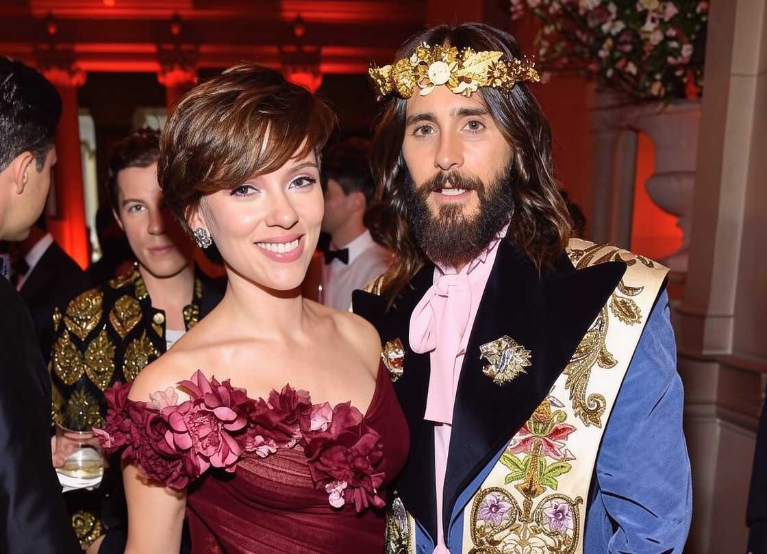 Scarlett Johansson and Jared Leto attended the Heavenly Bodies: Fashion & The Catholic Imagination Costume Institute Gala Scarlett Johansson and Jared Leto attended the Heavenly Bodies: Fashion & The Catholic Imagination Costume Institute Gala