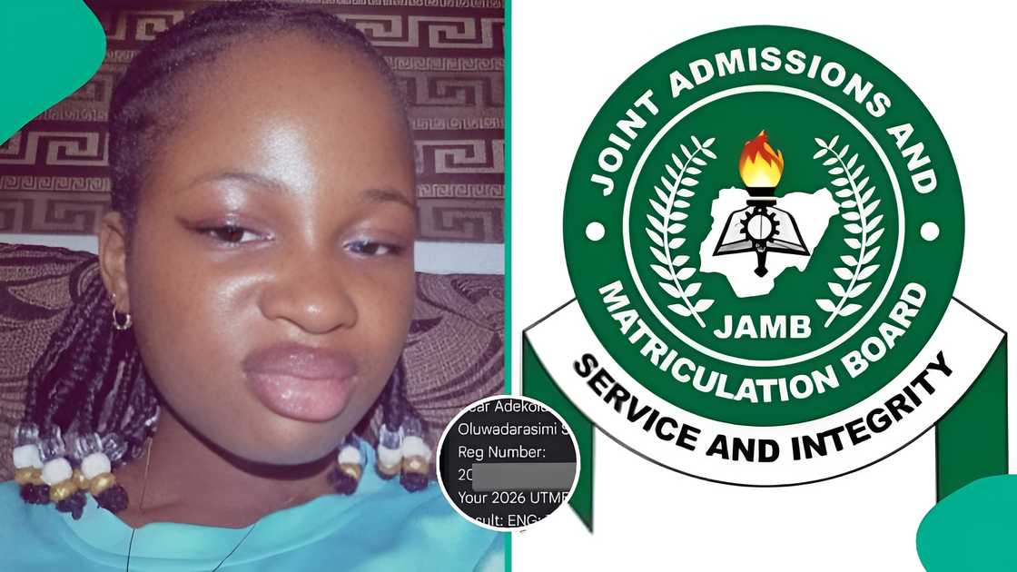 Lady checks JAMB result, posts English, Biology, Chemistry and Physics scores online