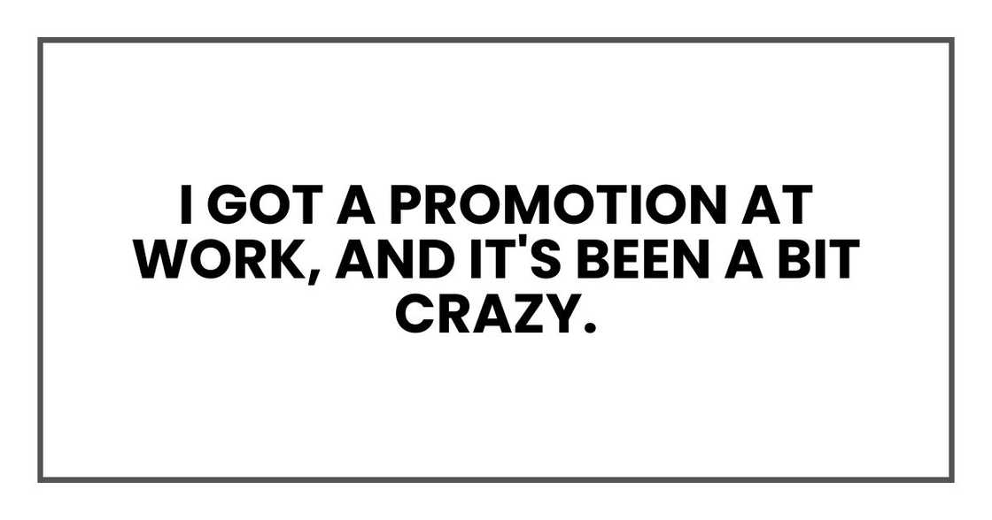 I got a promotion at work, and it's been a bit crazy. I got a promotion at work, and it's been a bit crazy.