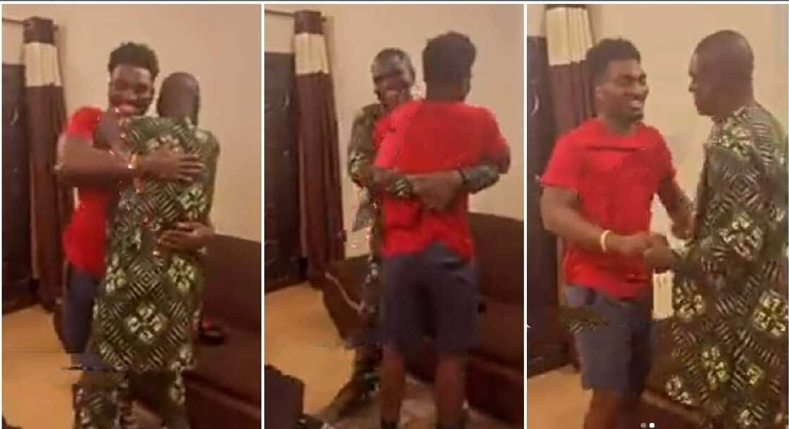 A Nigerian dad was shocked to have returned home and met his son who had been away to the US for 20 years. A Nigerian dad was shocked to have returned home and met his son who had been away to the US for 20 years.