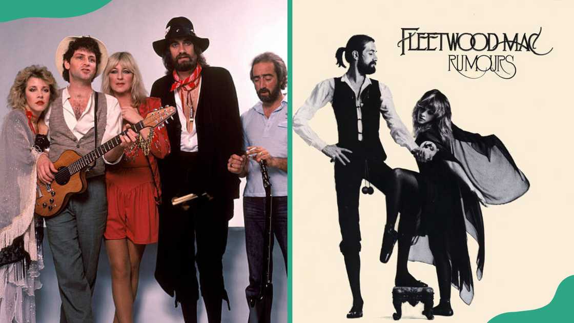 Fleetwood Mac band members (L). A cover photo of Fleetwood Mac album, Rumours (R). Fleetwood Mac band members (L). A cover photo of Fleetwood Mac album, Rumours (R).