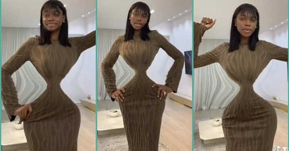 Funny lady shows off slim waist in edited video Funny lady shows off slim waist in edited video