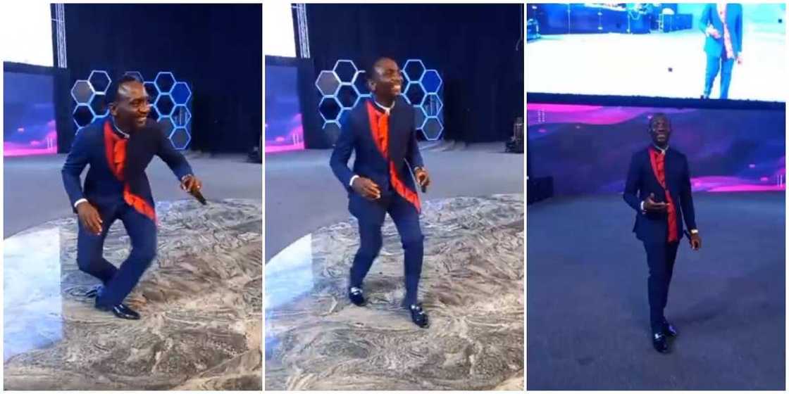Reactions as Pastor Paul Enenche showcases unique legwork style as he dances on altar in video Reactions as Pastor Paul Enenche showcases unique legwork style as he dances on altar in video
