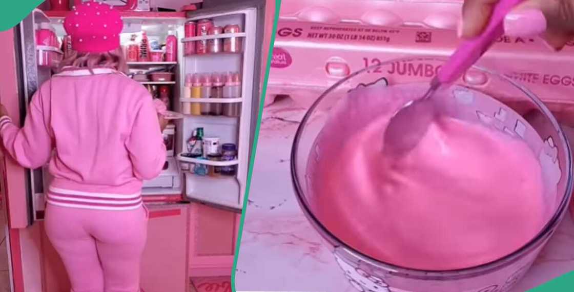 Lady displays love for pink in her items Lady displays love for pink in her items