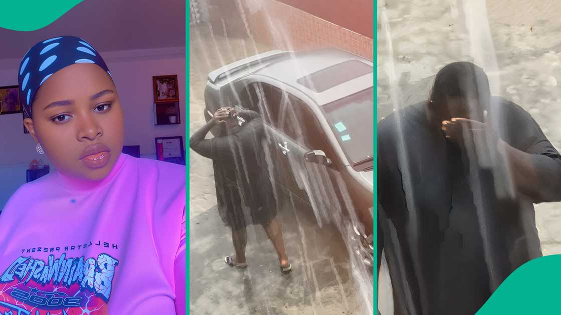 Woman goes emotional after spotting her husband praying in rain, videos him