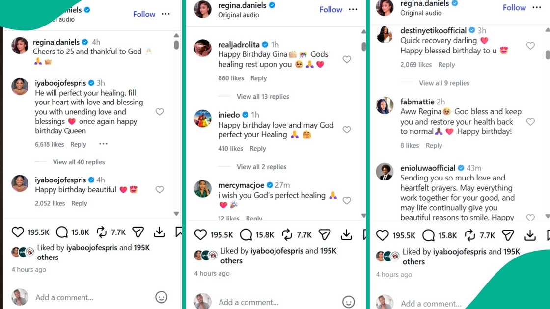 Iyabo Ojo, Ini Edo, Destiny Etiko and other Nollywood stars celebrate Regina Daniels amid health struggles