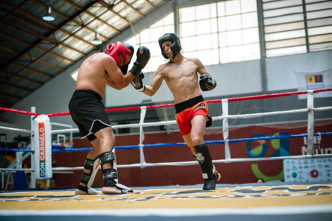 Men training MMA at the gym