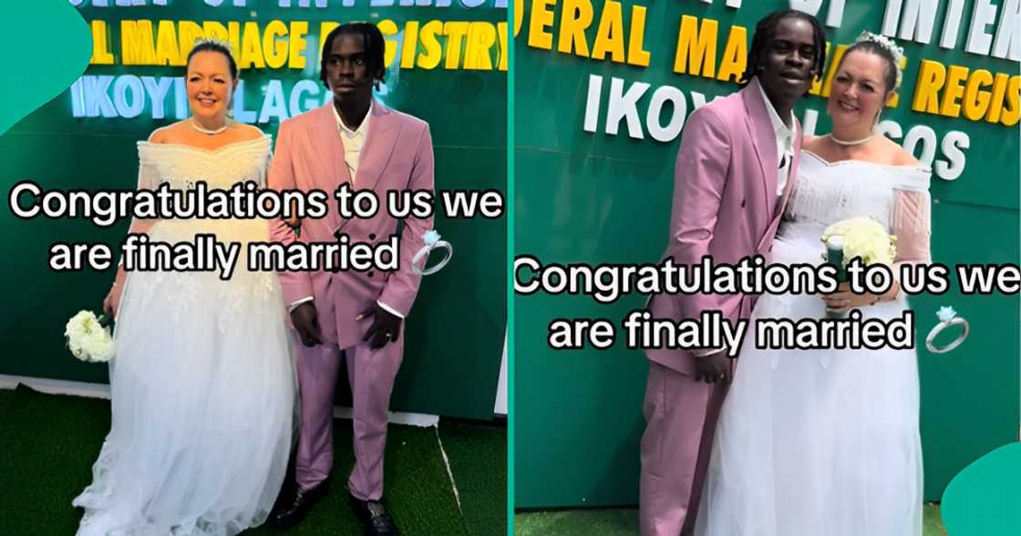 Young Nigerian Man Gets Married to Oyinbo Woman, Shares Adorable Wedding Video