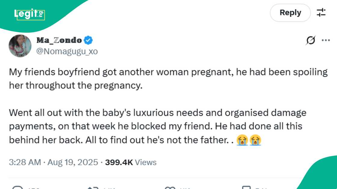 Man finds out his side chick's baby was not his after dumping his girlfriend and spending a lot of money.