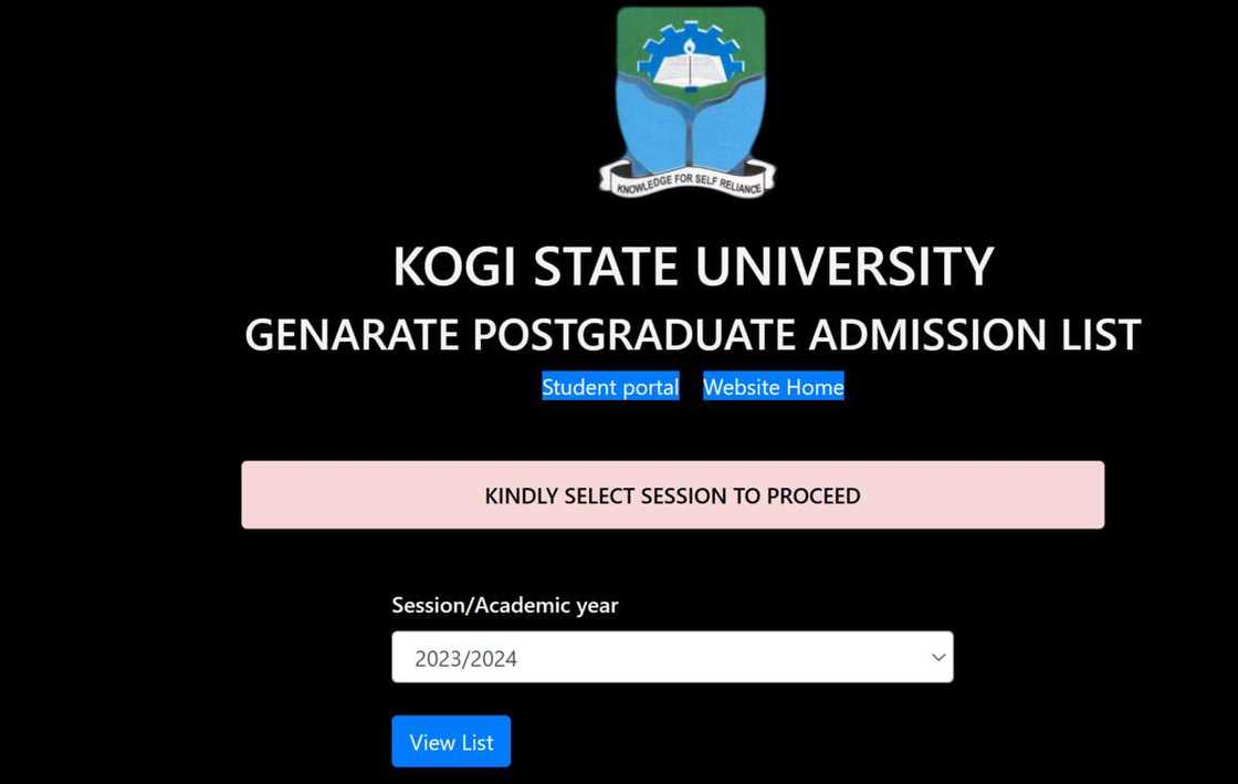 KOGI admission list portal KOGI admission list portal