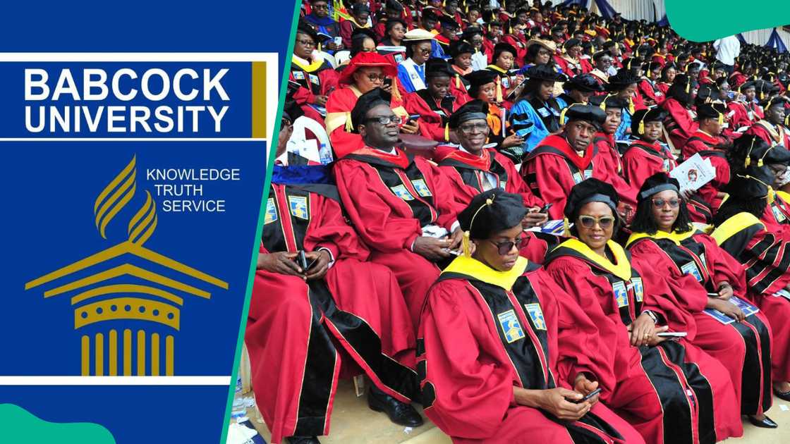 Babcock University logo and graduands