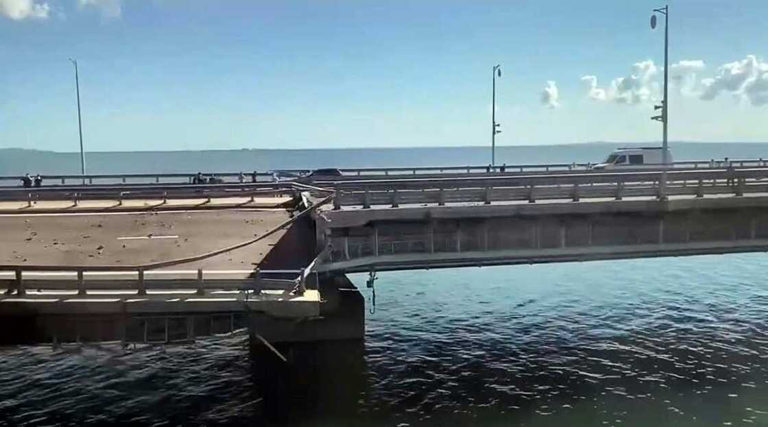 The bridge linking Russia and annexed Crimea was damaged in an attack blamed on Ukraine The bridge linking Russia and annexed Crimea was damaged in an attack blamed on Ukraine