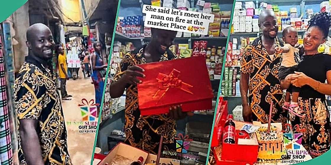 Woman surprises husband on his birthday Woman surprises husband on his birthday