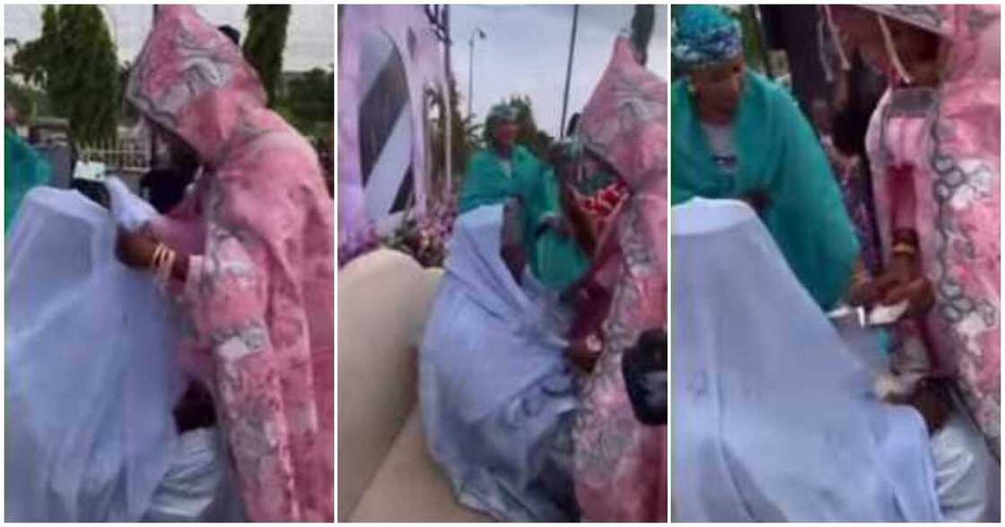 Lady turns groom, lady marries her man, unveils him, sparys cash Lady turns groom, lady marries her man, unveils him, sparys cash