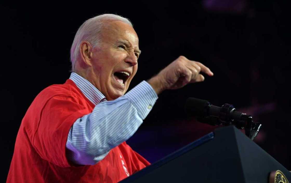 US President Joe Biden spoke to auto worker union members in Illinois US President Joe Biden spoke to auto worker union members in Illinois