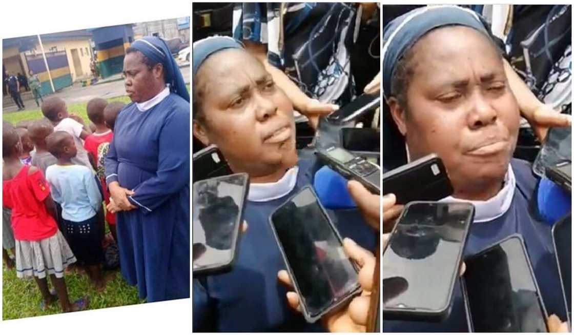 Little children standing with Reverend Sister Maureen Wachinwu who is alleged toe be keeping the illegally in Rivers state, Nigeria. Little children standing with Reverend Sister Maureen Wachinwu who is alleged toe be keeping the illegally in Rivers state, Nigeria.
