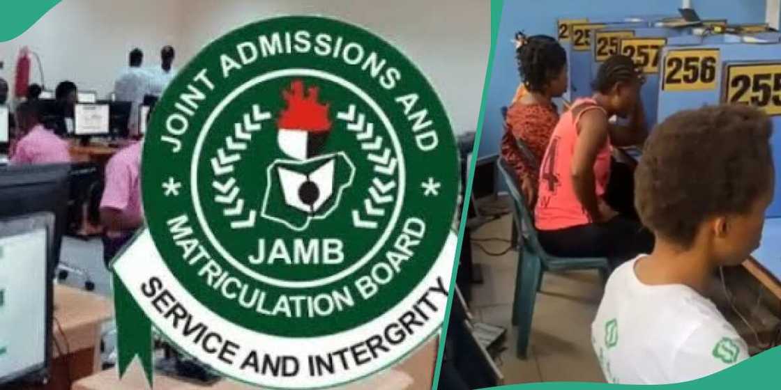 The lady was seen at a JAMB hall The lady was seen at a JAMB hall