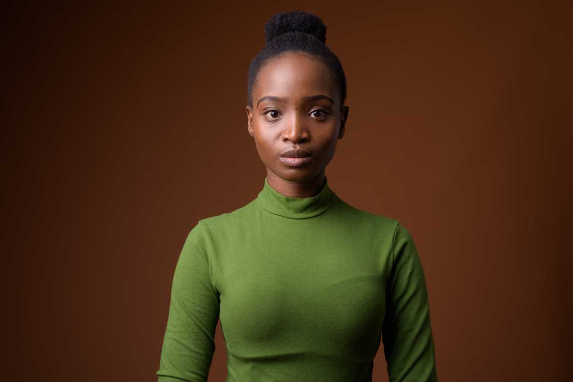 A lady in a green top A lady in a green top