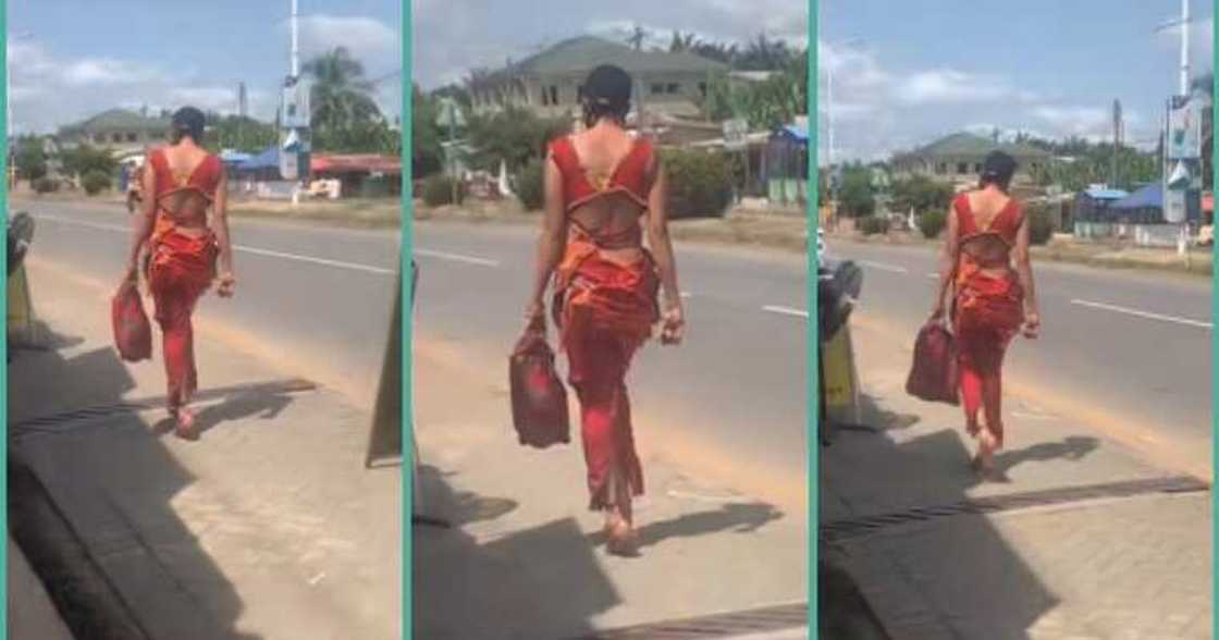 Lady with unique slow walking step trends as she storms the road Lady with unique slow walking step trends as she storms the road