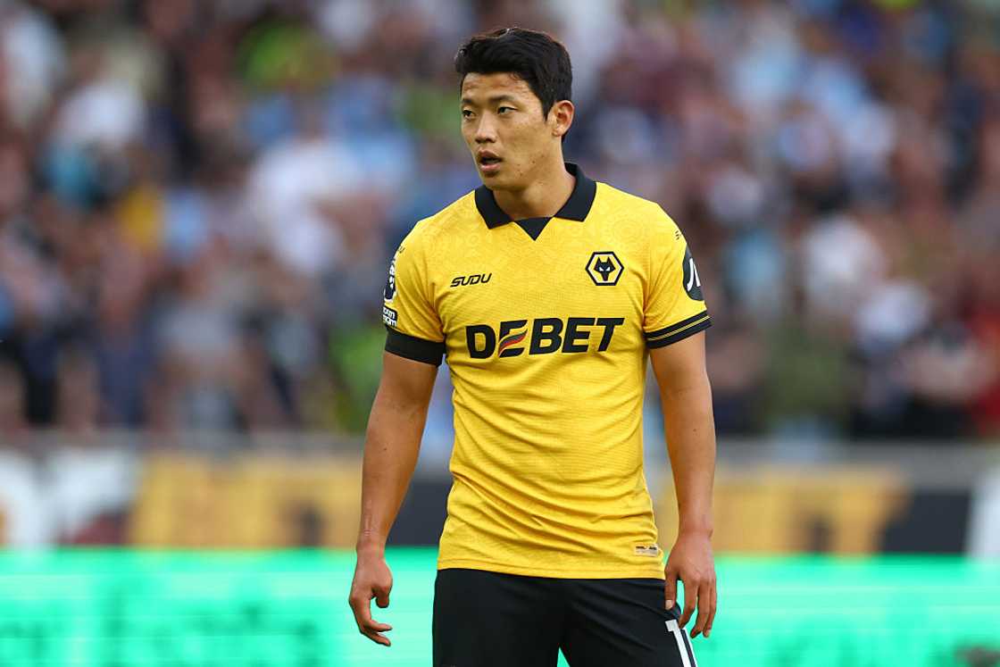 Hwang Hee-Chan looks on during a match Hwang Hee-Chan looks on during a match