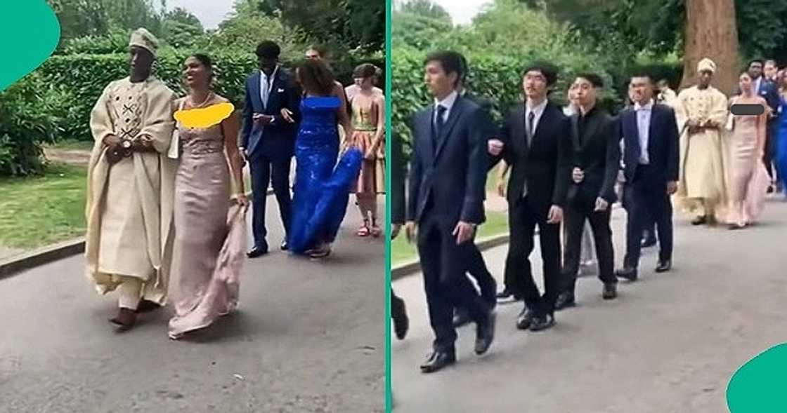 Man trends online after rocking Yoruba native outfit to British school prom. Man trends online after rocking Yoruba native outfit to British school prom.