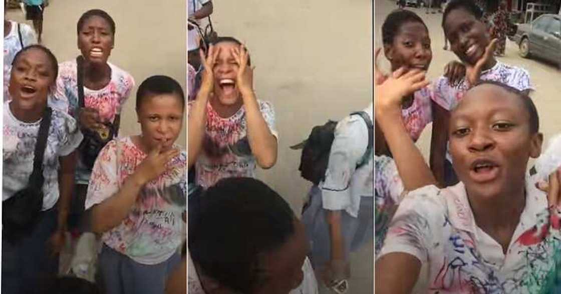 Secondary school girls excited after writing last exam