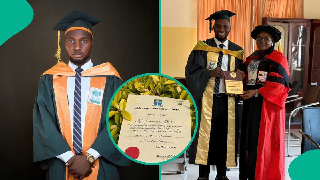 Agbo Emmanuel Shaibu, the overall best graduating student of Prince Abubakar Audu University at a recent graduation ceremony