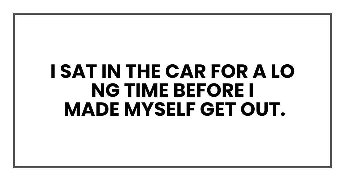 I sat in the car for a long time before I made myself get out.