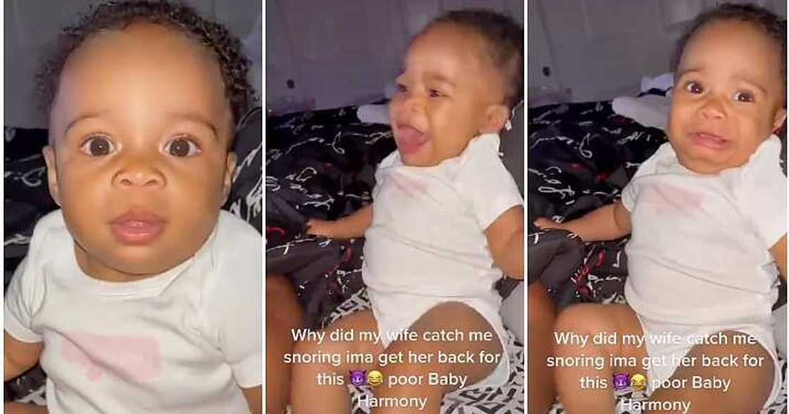 Baby's reaction, father snores loudly Baby's reaction, father snores loudly