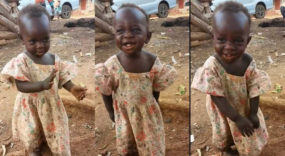 Photos of a little girl posing for a dance in public. Photos of a little girl posing for a dance in public.