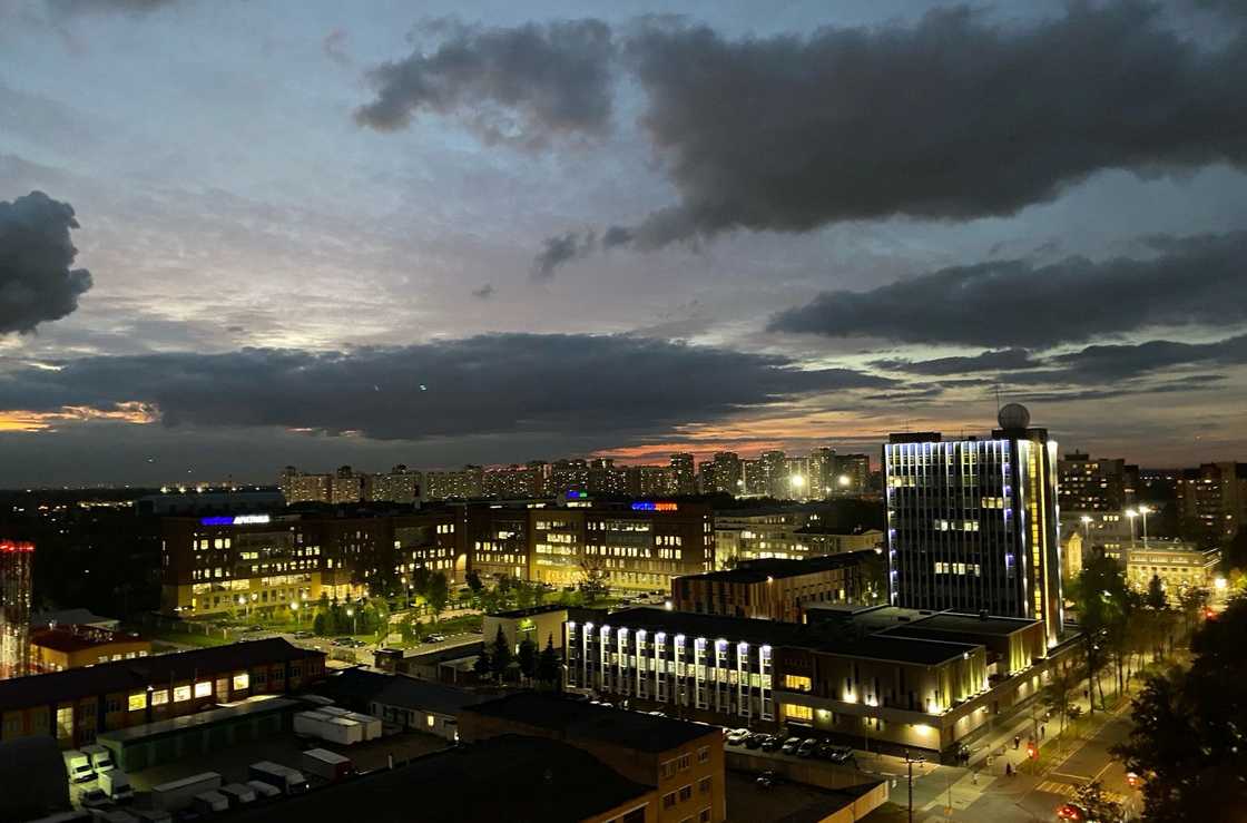 An aerial view of the campus of the Moscow Institute of Physics and Technology (MIPT) at dusk. An aerial view of the campus of the Moscow Institute of Physics and Technology (MIPT) at dusk.