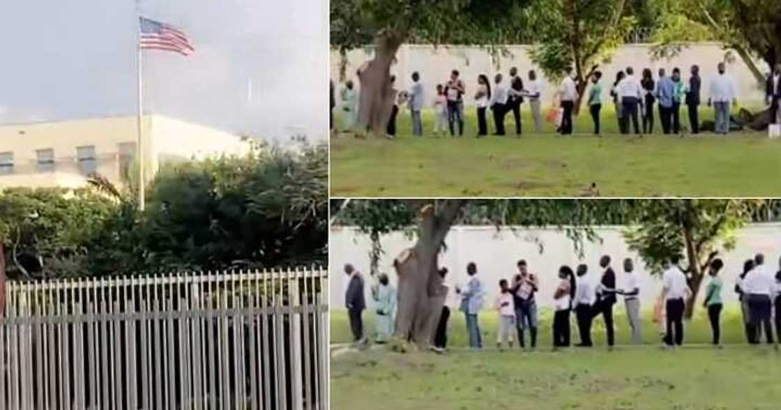 Video shows Nigerians queuing up for American visa Video shows Nigerians queuing up for American visa