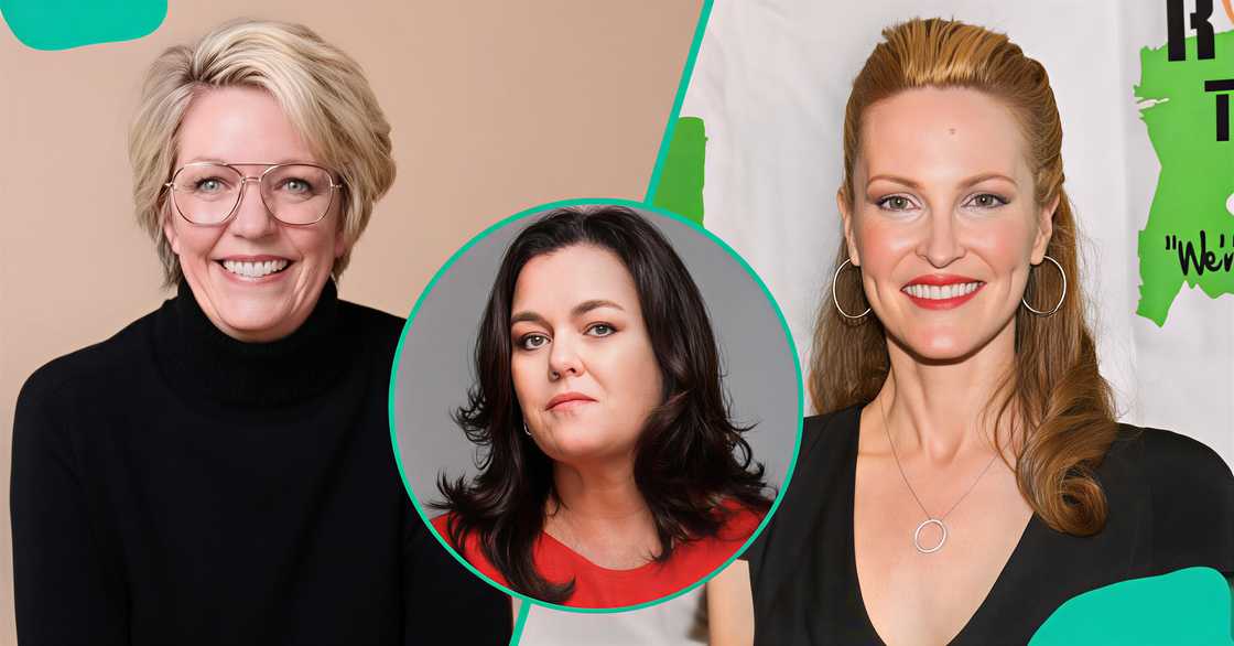Kelli Carpenter pictured in a portrait. Rosie O'Donnell in a portrait. Michelle Rounds at a gala.