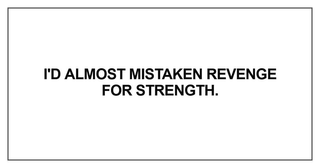 I'd almost mistaken revenge for strength