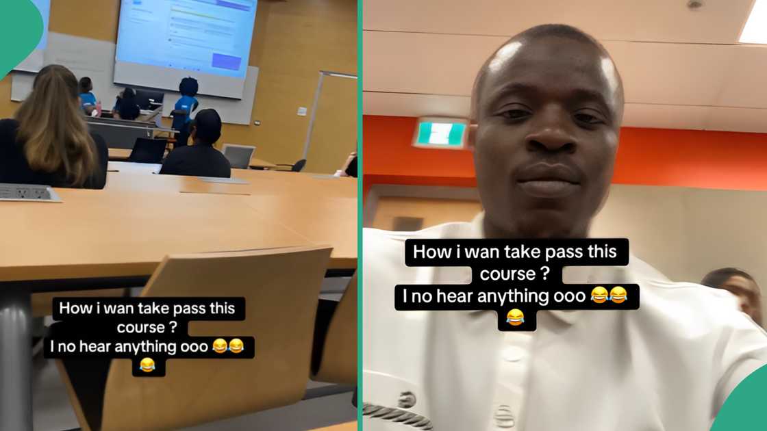 Nigerian student overseas complains about not hearing anything in class, shares video Nigerian student overseas complains about not hearing anything in class, shares video