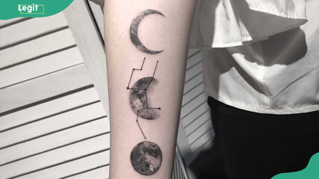 Detailed moon Virgo tattoo design Detailed moon Virgo tattoo design