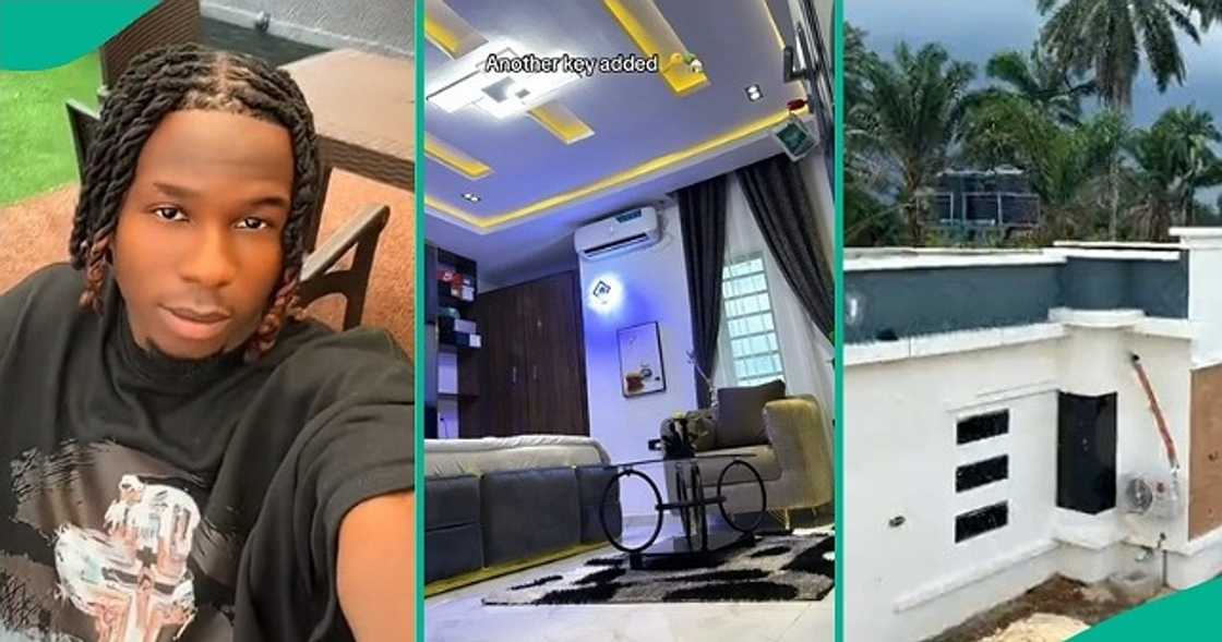 Man shows off his fine bungalow Man shows off his fine bungalow