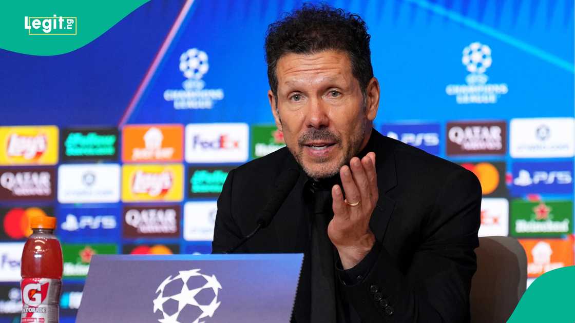 Ademola Lookman, Diego Simeone, Atletico Madrid, Club Brugge, UEFA Champions League. Ademola Lookman, Diego Simeone, Atletico Madrid, Club Brugge, UEFA Champions League.