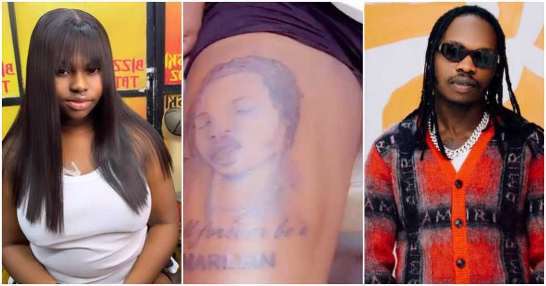 Mandy Kiss tattooed Naira Marley on her body. Mandy Kiss tattooed Naira Marley on her body.